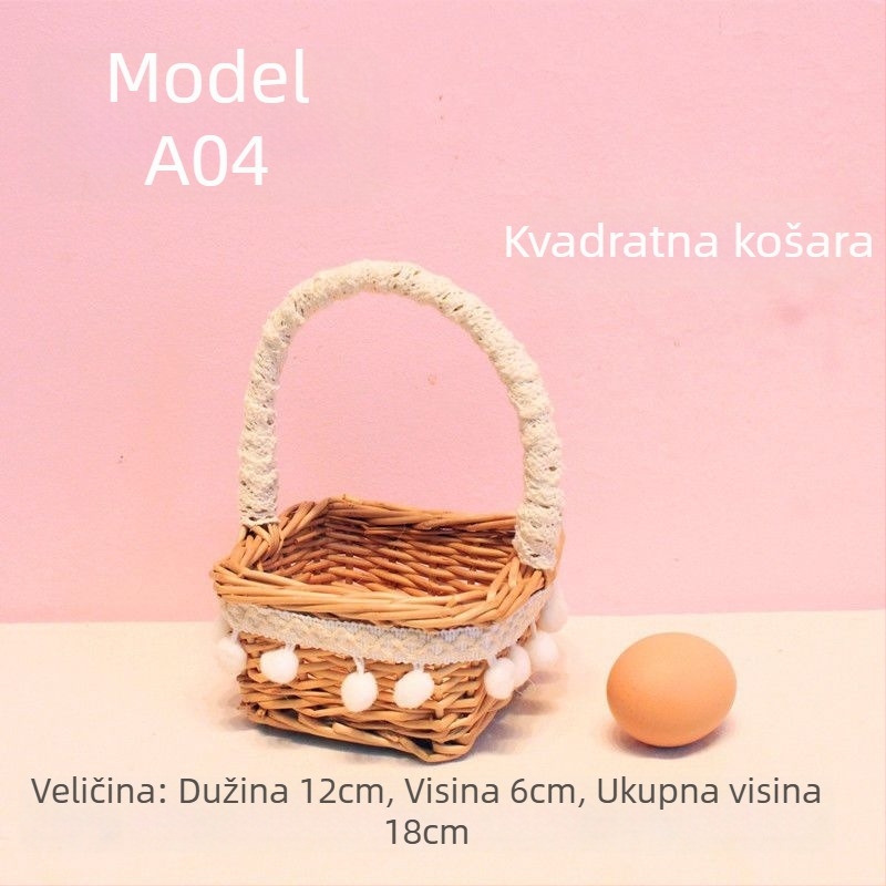 Ručni pleteni mali košarica za branje voća – rekvizita za fotografije, dječja košarica za cvijeće, moderni minimalistički stil (ručni pleteni; branje voća; rekvizita za fotografije; dječja košarica za cvijeće; moderni minimalistički stil)