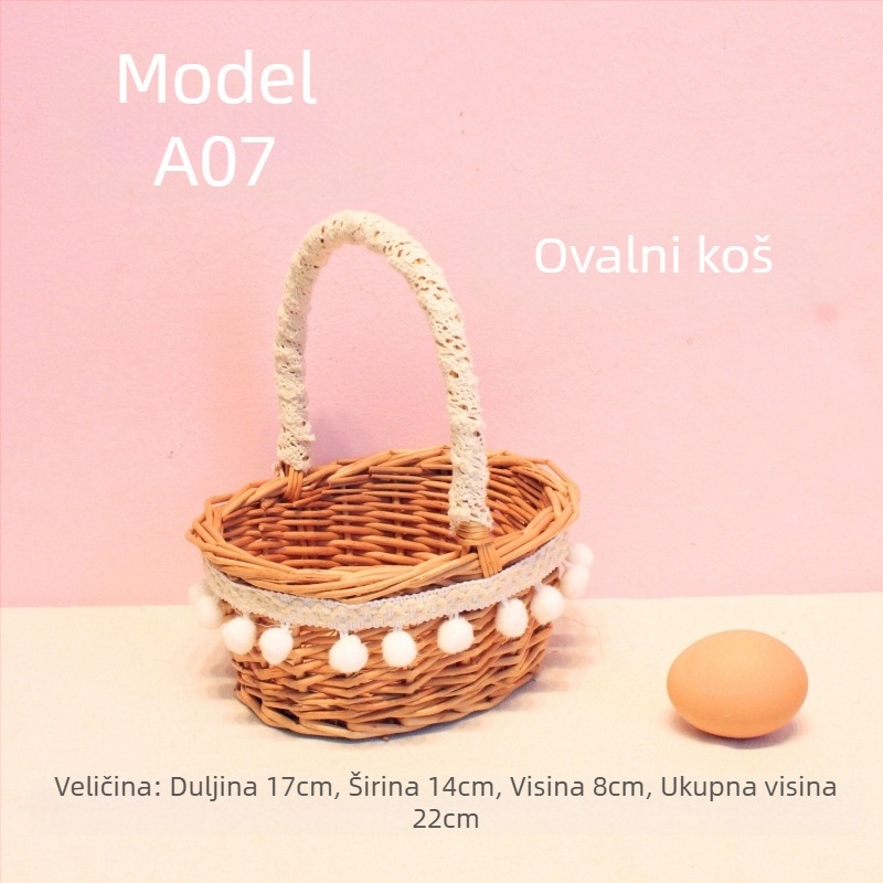 Ručni pleteni mali košarica za branje voća – rekvizita za fotografije, dječja košarica za cvijeće, moderni minimalistički stil (ručni pleteni; branje voća; rekvizita za fotografije; dječja košarica za cvijeće; moderni minimalistički stil)