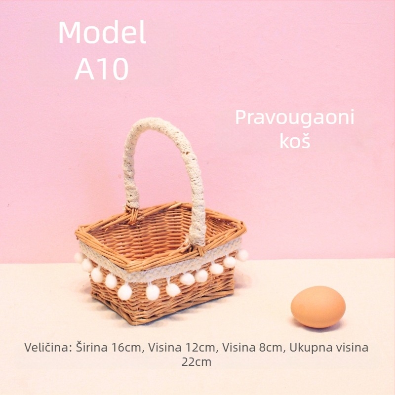 Ručni pleteni mali košarica za branje voća – rekvizita za fotografije, dječja košarica za cvijeće, moderni minimalistički stil (ručni pleteni; branje voća; rekvizita za fotografije; dječja košarica za cvijeće; moderni minimalistički stil)
