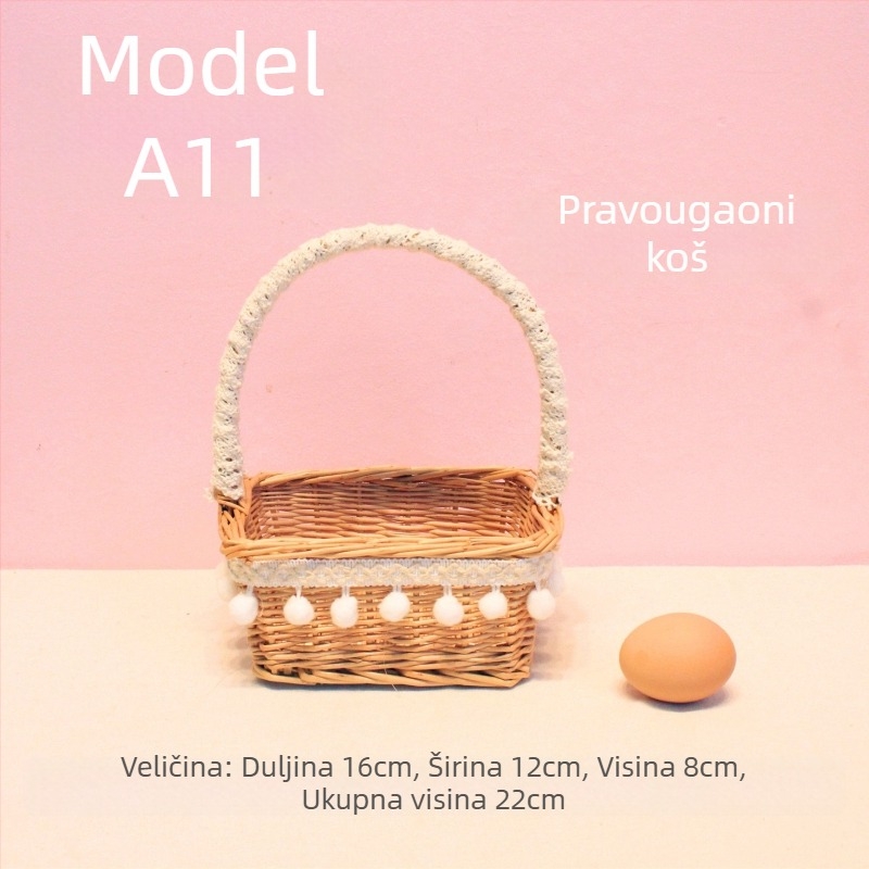 Ručni pleteni mali košarica za branje voća – rekvizita za fotografije, dječja košarica za cvijeće, moderni minimalistički stil (ručni pleteni; branje voća; rekvizita za fotografije; dječja košarica za cvijeće; moderni minimalistički stil)