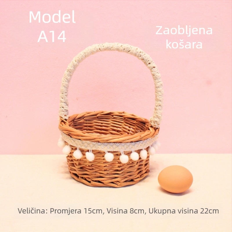 Ručni pleteni mali košarica za branje voća – rekvizita za fotografije, dječja košarica za cvijeće, moderni minimalistički stil (ručni pleteni; branje voća; rekvizita za fotografije; dječja košarica za cvijeće; moderni minimalistički stil)