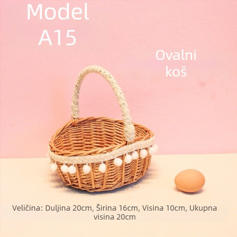 Ručni pleteni mali košarica za branje voća – rekvizita za fotografije, dječja košarica za cvijeće, moderni minimalistički stil (ručni pleteni; branje voća; rekvizita za fotografije; dječja košarica za cvijeće; moderni minimalistički stil)