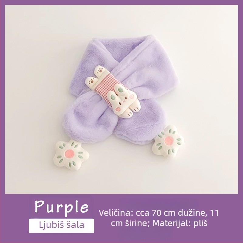 Dječji šal za vrat od umjetne kunićje dlake, ručno izrađeni, dugi stil, unisex, za jesen i zimu