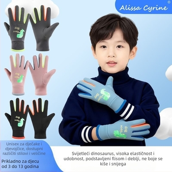 Dječje rukavice od kašmira, dizajn s podijeljenim prstima, cartoon uzorak, za jesen i zimu, 3–13 godina