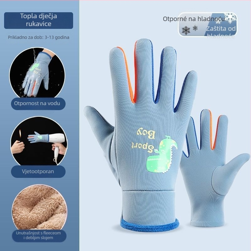 Dječje rukavice od kašmira, dizajn s podijeljenim prstima, cartoon uzorak, za jesen i zimu, 3–13 godina