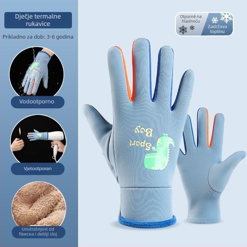 Dječje rukavice od kašmira, dizajn s podijeljenim prstima, cartoon uzorak, za jesen i zimu, 3–13 godina