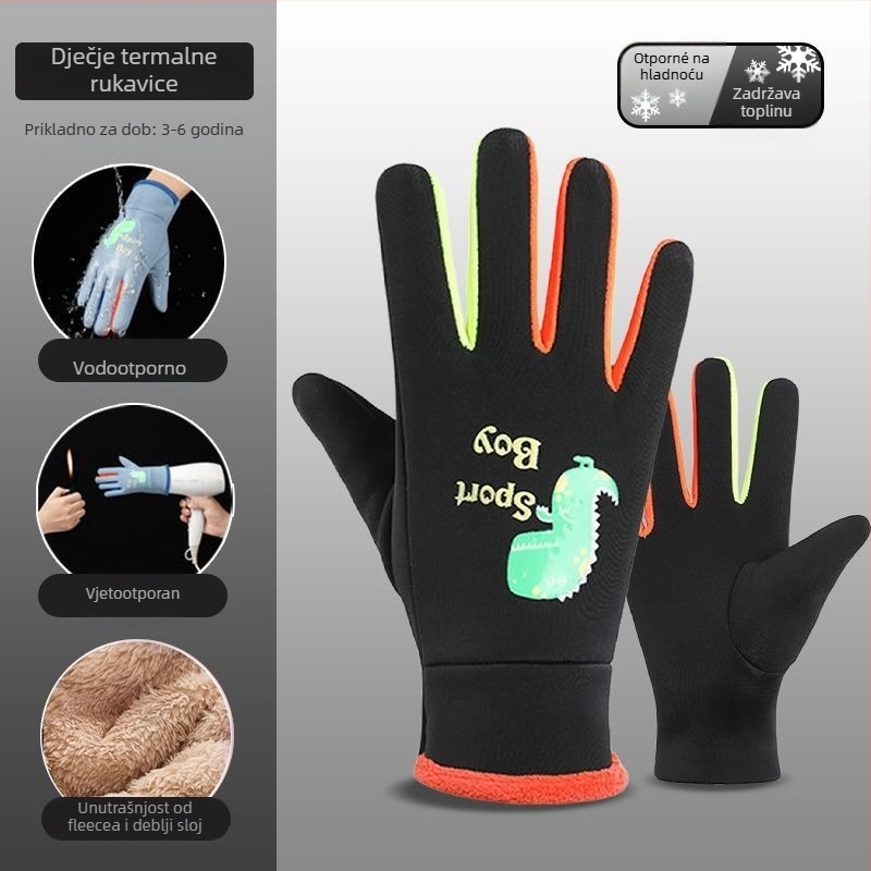 Dječje rukavice od kašmira, dizajn s podijeljenim prstima, cartoon uzorak, za jesen i zimu, 3–13 godina