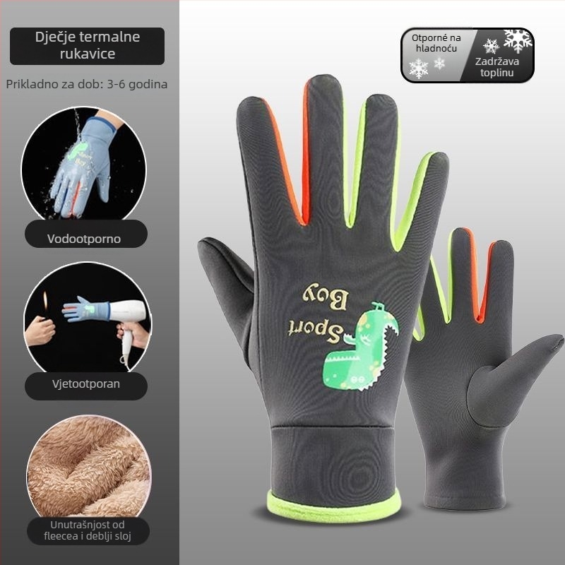 Dječje rukavice od kašmira, dizajn s podijeljenim prstima, cartoon uzorak, za jesen i zimu, 3–13 godina