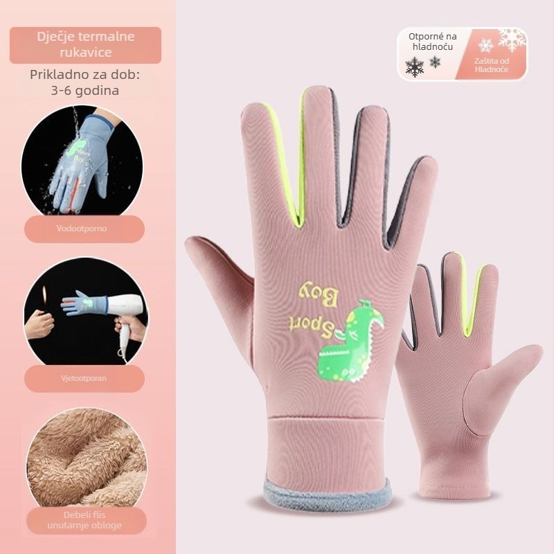 Dječje rukavice od kašmira, dizajn s podijeljenim prstima, cartoon uzorak, za jesen i zimu, 3–13 godina
