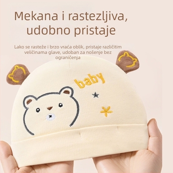Novorođena beba kapa – dvostruko debela pamuk, mekana, prozračna, topla, 0-6 mjeseci, jesen-zima