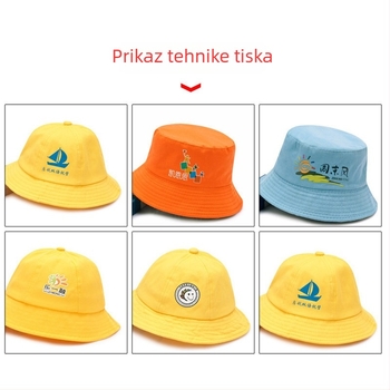 Dvostruka dječja ribarska kapa za vrtić, žuta sigurnosna kapa s otiskom logotipa, školska putna kapa