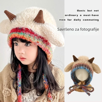 Dječja kapa od poliesterskih vlakana s zaštitom za uši i kopčom — kupolasti oblik, zima 2025, unisex