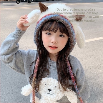 Dječja kapa od poliesterskih vlakana s zaštitom za uši i kopčom — kupolasti oblik, zima 2025, unisex