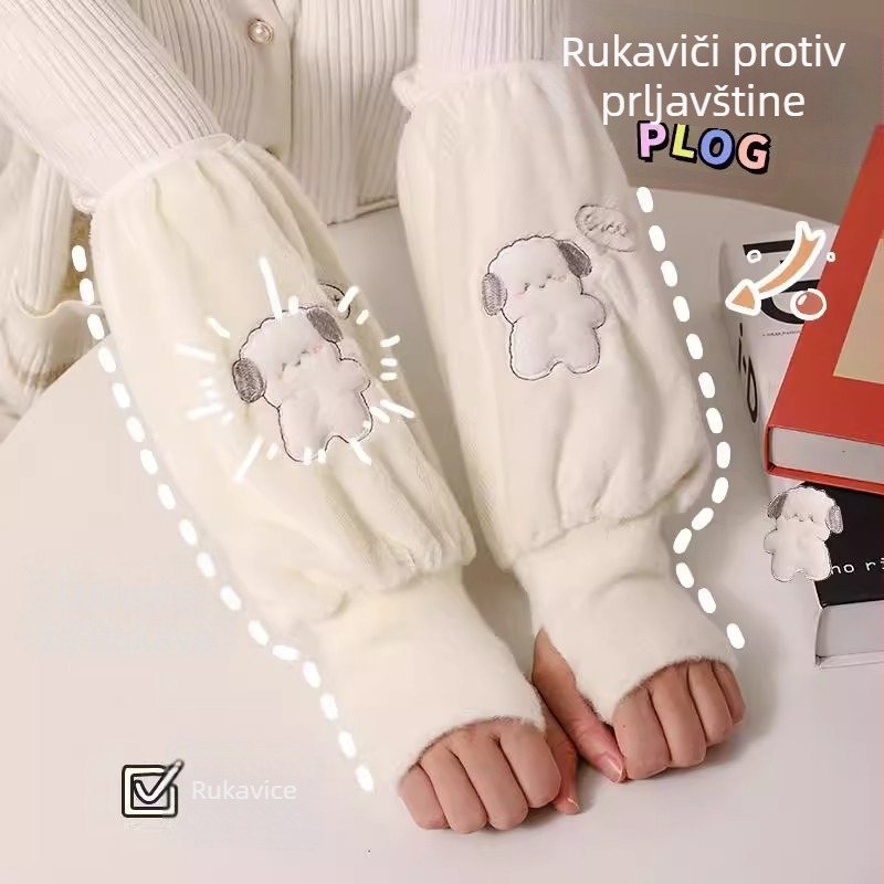 Dvostruki rukav za grijanje s anti-prljavštinom, za odrasle i djecu, integrirane rukavice, Jade Rabbit Velvet + Crystal Knit, jesensko izdanje 2023