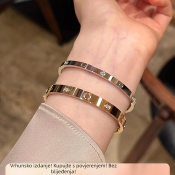 Ženska Love narukvica od titan čelika s dijamantima, pet generacija, obložena 18K ružičastim zlatom, ne blijedi, inspirirana jadeom, jednostavan i moderan dizajn
