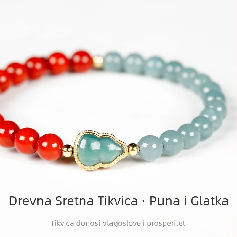 Prirodni crveni agat narukvica, kolekcionarska kvaliteta, crveni dragulj, leden‑jadit, koraljka u obliku tikve, godina zodijaka