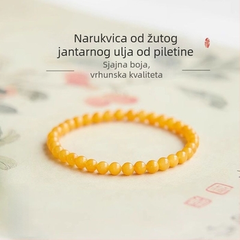 Jantarni narukvica s pozlaćenim okovom i jade umetcima, ručna izrada, geometrijski dizajn