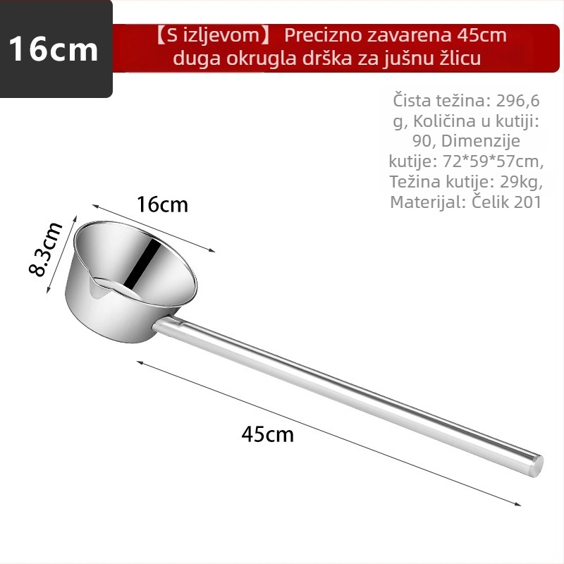 Kevan nehrđajući čelik – žlica za vodu s integriranom dubokom dugom drškom