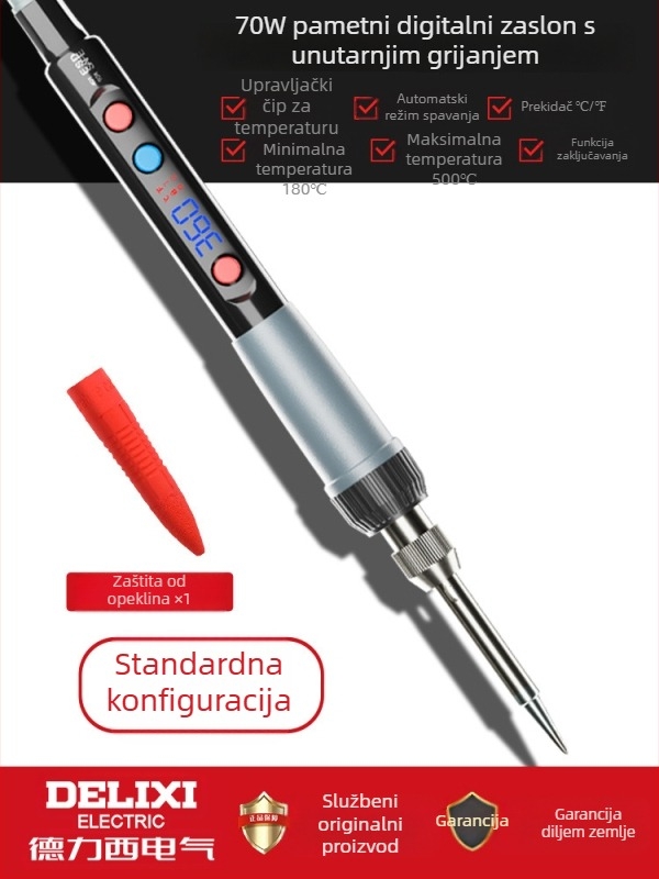 Delixi lemilica za spajanje s unutarnjim grijanjem – kućni set, regulirana temperatura, keramički grijač, za spajanje, desoldering i pyrograviranje