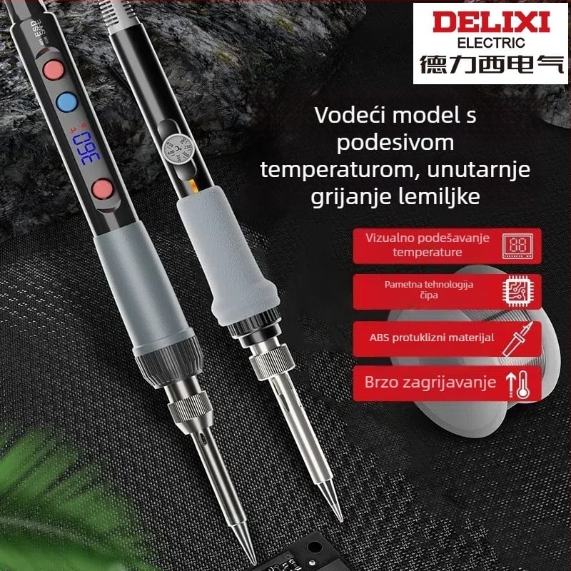 Delixi lemilica za spajanje s unutarnjim grijanjem – kućni set, regulirana temperatura, keramički grijač, za spajanje, desoldering i pyrograviranje