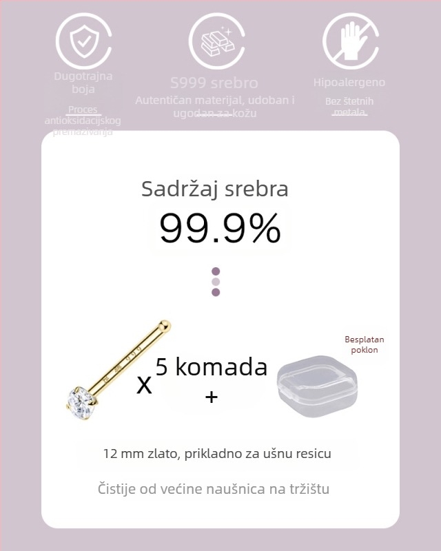 999 srebrne naušnice za žene, male naušnice s dijamantima, za piercing uha, pogodne za spavanje