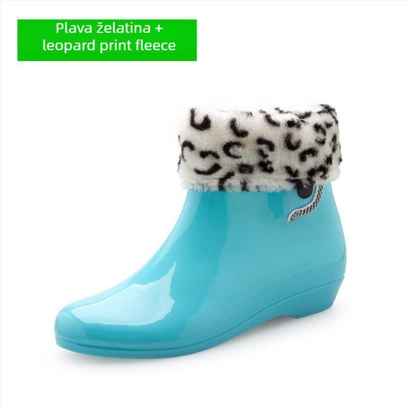 Ženske PVC čizme za kišu, podstavljene flecom, kratka visina, protuklizne, vodootporne, vrtne cipele (PVC gornji dio; kratka visina; fleec podstava; protuklizne; vodootporne)