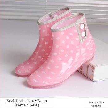 Ženske PVC čizme za kišu, niski članak, vodootporne, protuklizne, s flis podstavom