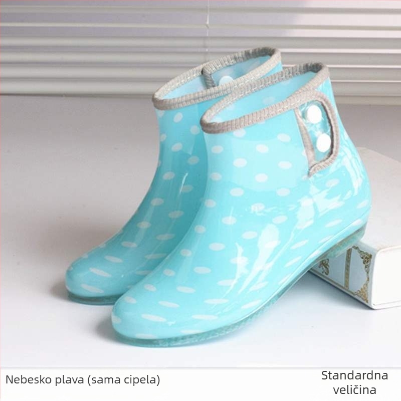 Ženske PVC čizme za kišu, niski članak, vodootporne, protuklizne, s flis podstavom