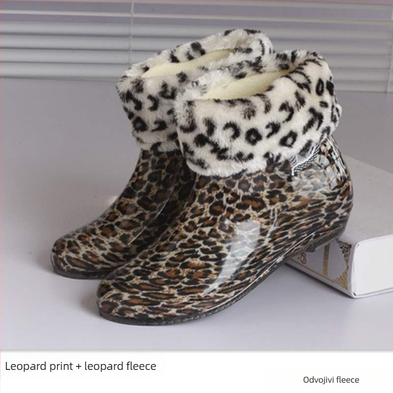 Ženske PVC čizme za kišu, niski članak, vodootporne, protuklizne, s flis podstavom