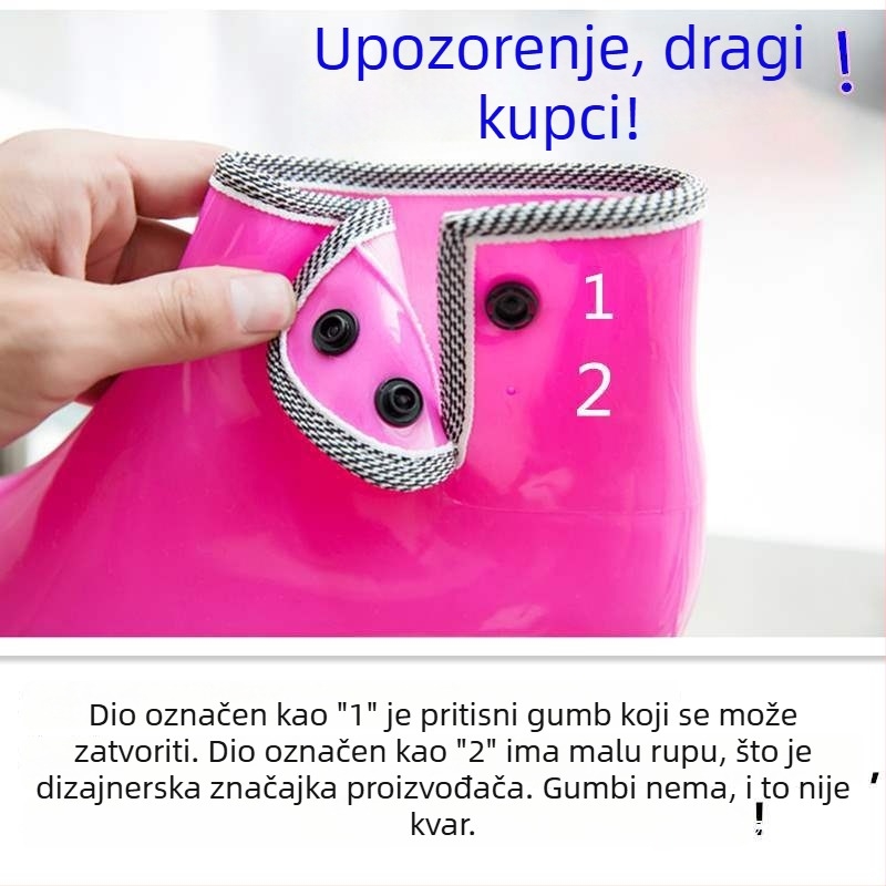 Ženske čizme za kišu, PVC gornji dio, vodootporne, s fleecem podstavom, protuklizna potplat, kratka visina