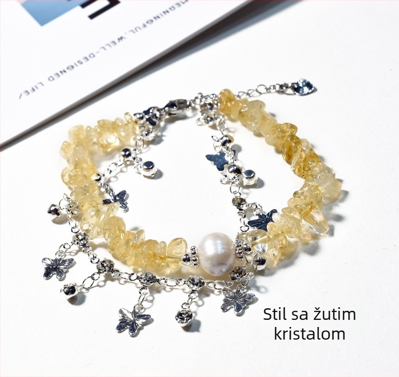 Narukvica od kristalnih perli s ametistom, citrinom, kristalom Super Seven i kristalom s krznom zeka • polirani završetak • književno retro stil