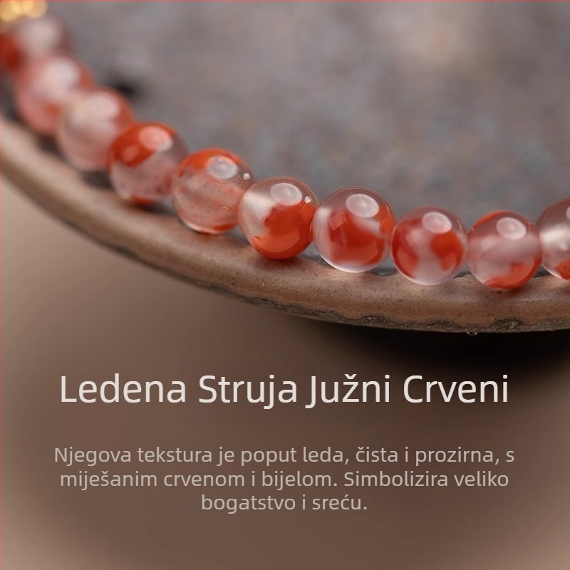 Narukvica od cinnabara s biserima i Hetian jadeom, crveni ahat, romb dizajn, ženski vintage dvorcanski stil