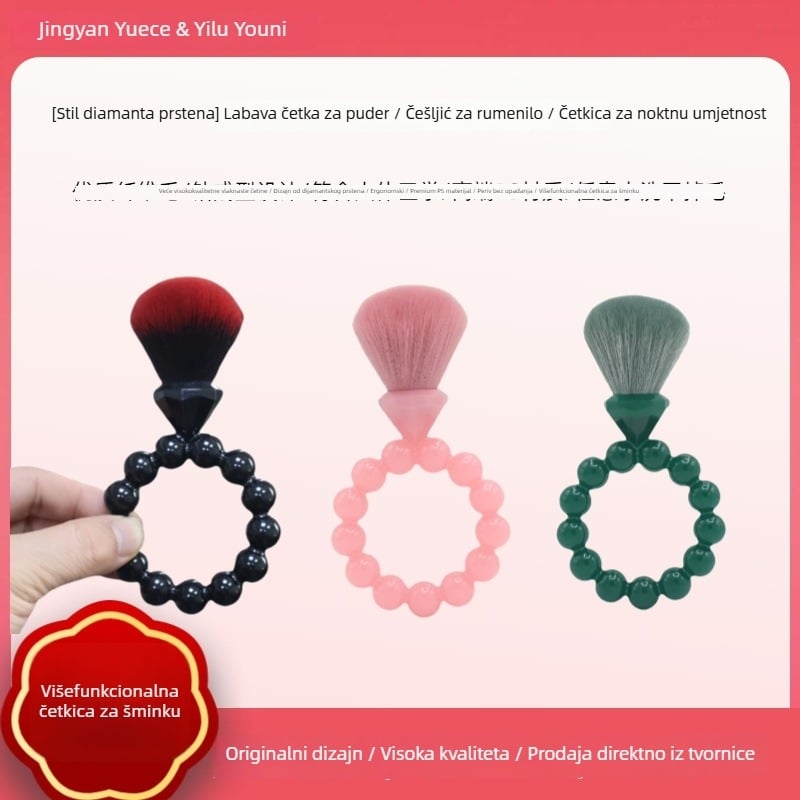 Beautiful and Happy make-up četkica za puder i ruž - sintetička vlakna, plastična drška, prijenosno pakiranje u torbici, jedan komad