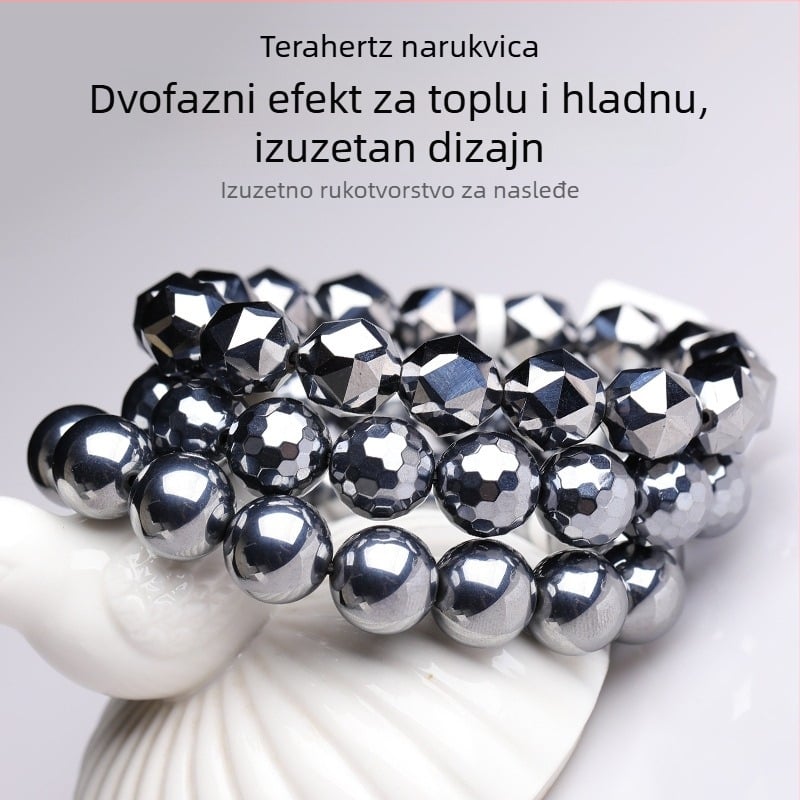 Terahertz narukvica s polikristalnim silicijem, facetirane okrugle perle, protiv umora