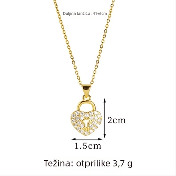 Set nakita: naušnice i ogrlica, bakarna legura, lanac oblika O, privjesak od bakrene legure, unisex, ljeto 2024