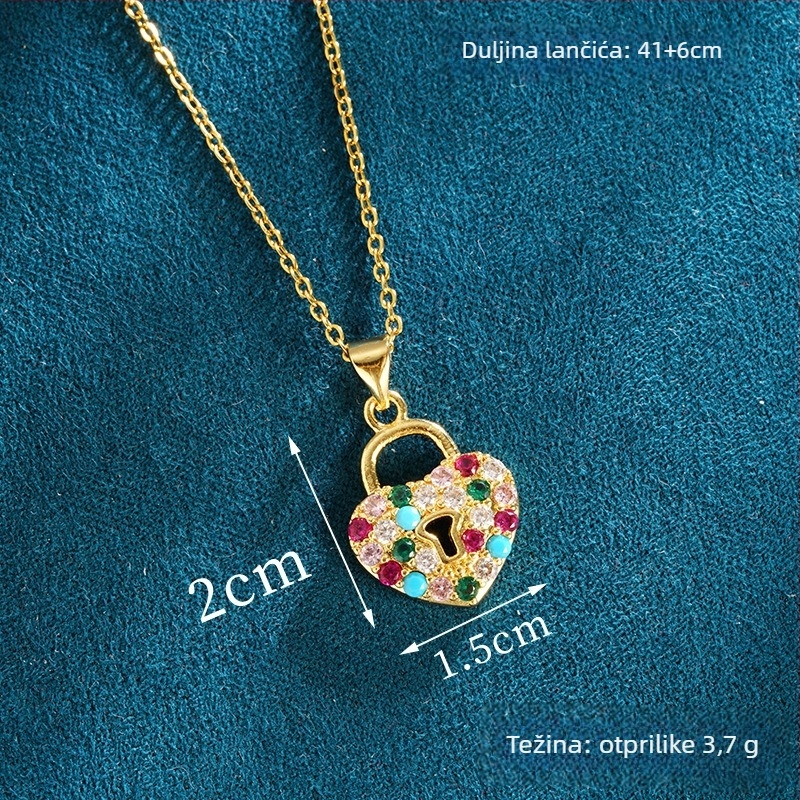 Set nakita: naušnice i ogrlica, bakarna legura, lanac oblika O, privjesak od bakrene legure, unisex, ljeto 2024