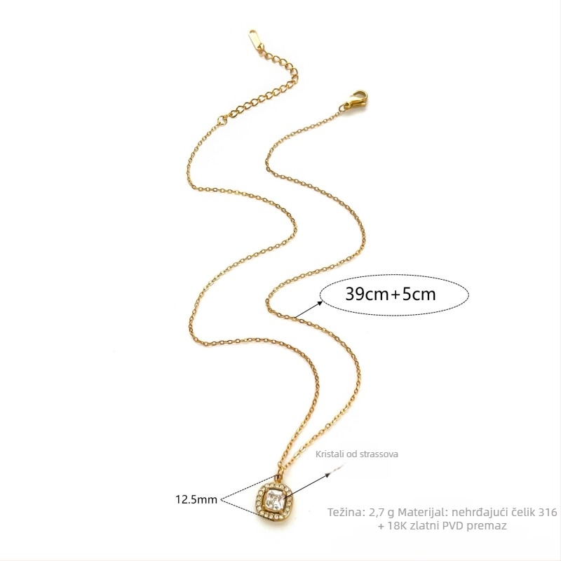 Ogrlica od nehrđajućeg čelika 304, privjesak od rhinestonea, kapljičastog oblika, geometrijskog dizajna, O-prsten lanac, elektroplatiranje, marka Peri·s box