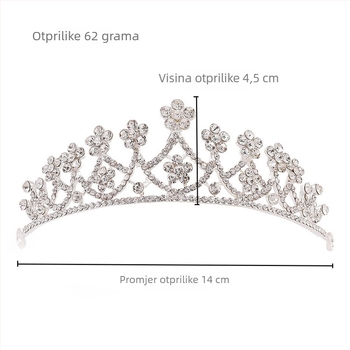Vjenčani set nakita od legure s kristalima, naušnice i ogrlica s križnim lancem, privjesak s motivom cvijeta od kristala