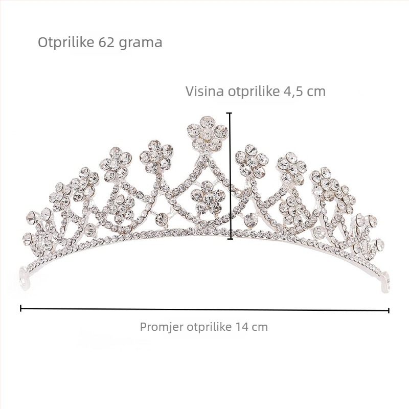 Vjenčani set nakita od legure s kristalima, naušnice i ogrlica s križnim lancem, privjesak s motivom cvijeta od kristala