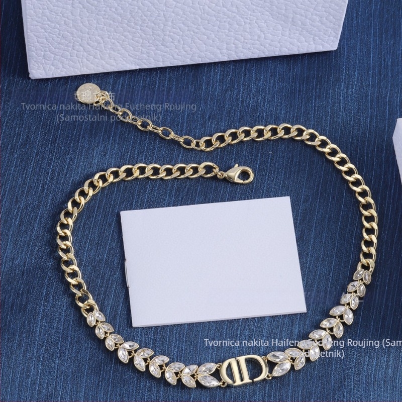 D Brand 2025 nova kolekcija luksuznog nakita inspiriranog zvijezdama, u retro euro-američkom stilu, s rhinestones i ogrlicom s motivom pšenice za žene