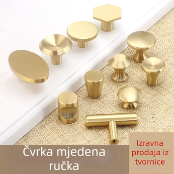 Bakar ručica namještaja, s jednim otvorom, nordijski minimalistički dizajn, za vrata ormarića, ladice i garderobe, model t99966552, površinska obrada antioksidantna