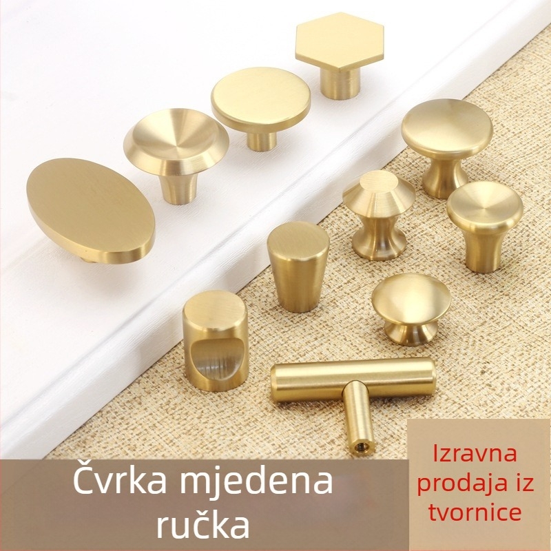 Bakar ručica namještaja, s jednim otvorom, nordijski minimalistički dizajn, za vrata ormarića, ladice i garderobe, model t99966552, površinska obrada antioksidantna