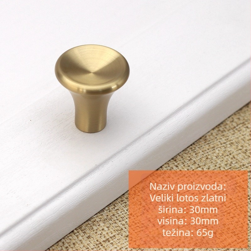 Bakar ručica namještaja, s jednim otvorom, nordijski minimalistički dizajn, za vrata ormarića, ladice i garderobe, model t99966552, površinska obrada antioksidantna