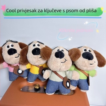 Plišani psić privjesak za torbu – ultra mekani kratki pliš, PP pamuk punjenje, za dob od 15 do 35