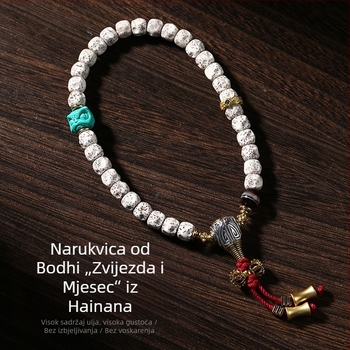 8 mm Bodhi perle sa motivom zvijezde i mjeseca, budističke molitvene perle, unisex narukvica, ručno polirano