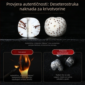 8 mm Bodhi perle sa motivom zvijezde i mjeseca, budističke molitvene perle, unisex narukvica, ručno polirano