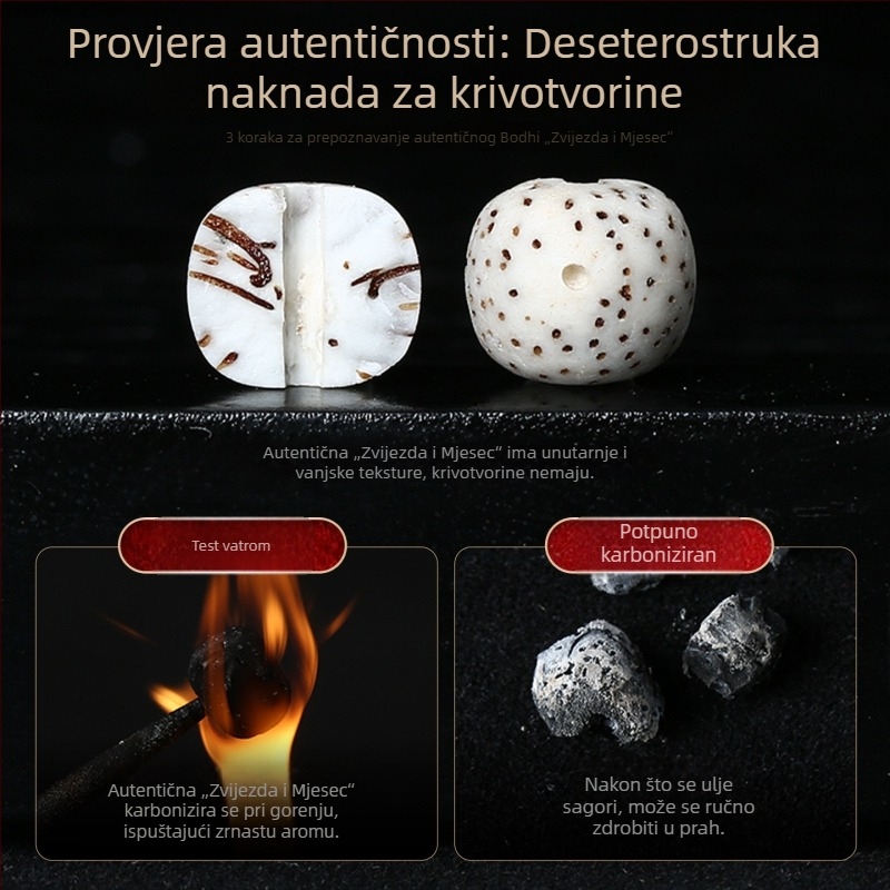 8 mm Bodhi perle sa motivom zvijezde i mjeseca, budističke molitvene perle, unisex narukvica, ručno polirano