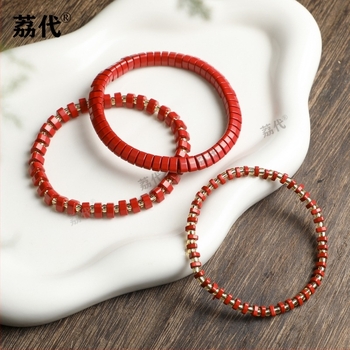 Cinnabar etnička unisex spacer narukvica - ručno izrađene perle