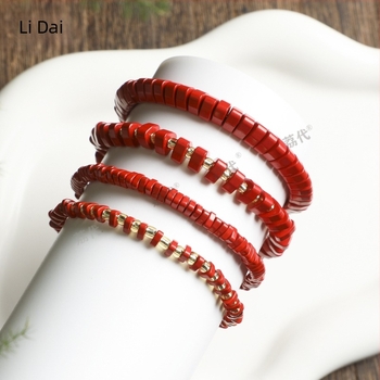 Cinnabar etnička unisex spacer narukvica - ručno izrađene perle