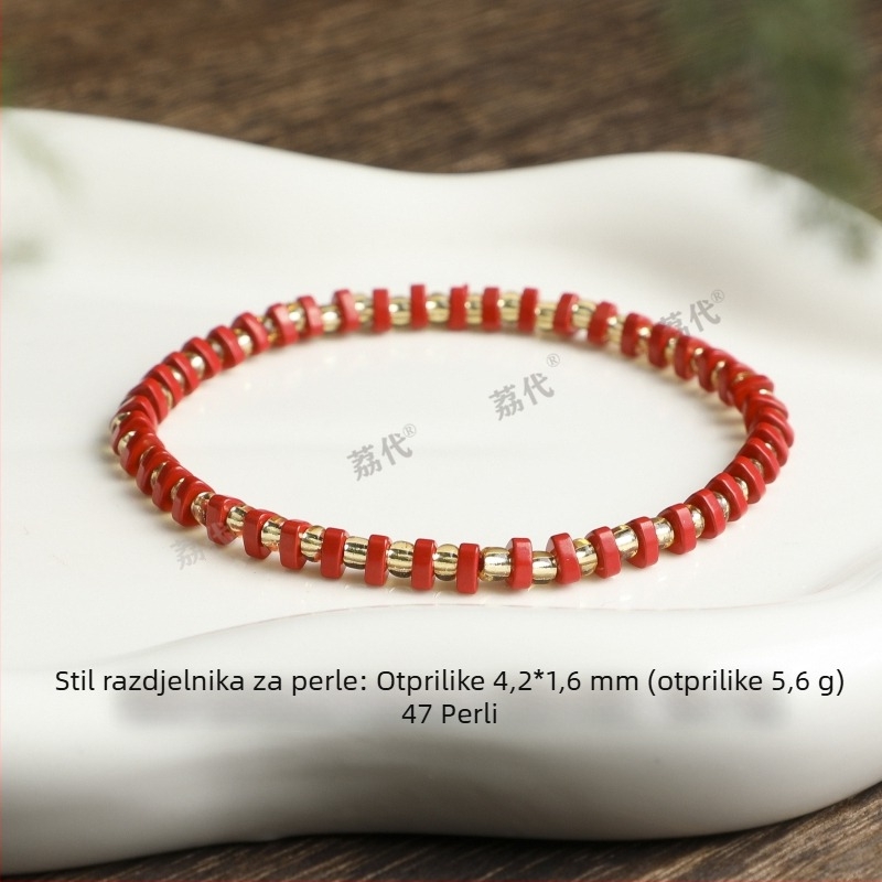 Cinnabar etnička unisex spacer narukvica - ručno izrađene perle